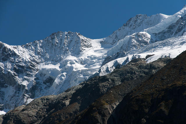  Weisshorn, Bishorn und Weisshorngletscher.